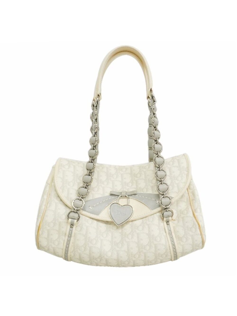 Dior Shoulder Bag Trotter Leather White Silver